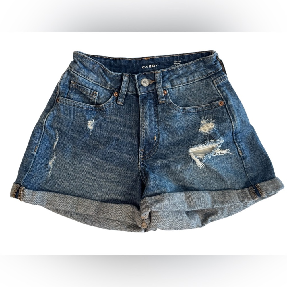 Women’s Junior Old Navy high-rise curvy OG straight jean shorts size 0 NWOT